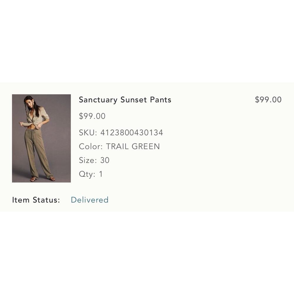 Sanctuary Sunset Linen Blend Pants in Trail Green - Size 30 - Picture 11 of 12